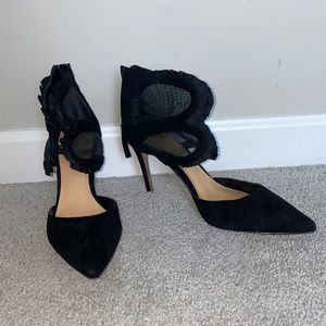 Daya by Zendaya Black Suede Pumps with mesh ankle